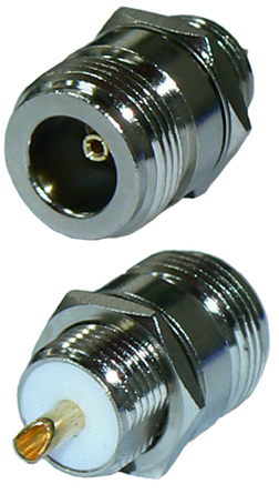 N-type female SHM receptacle connector, 1/2″-26 brass thread, incl. nut and lock tooth washer, DC-11 GHz, 50 Ohms – tri metal plated